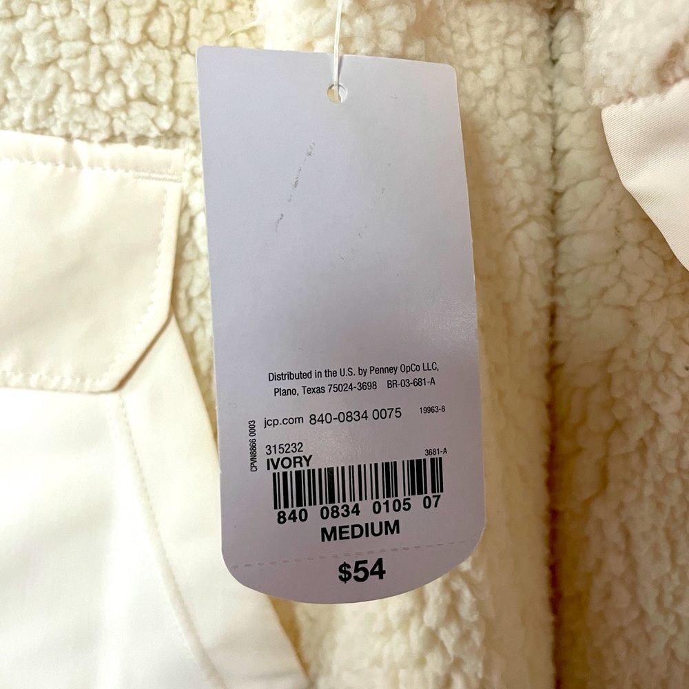 Xersion NWT Cream Sherpa Zip Jacket With Front Pockets, Sz M - Picture 4 of 5